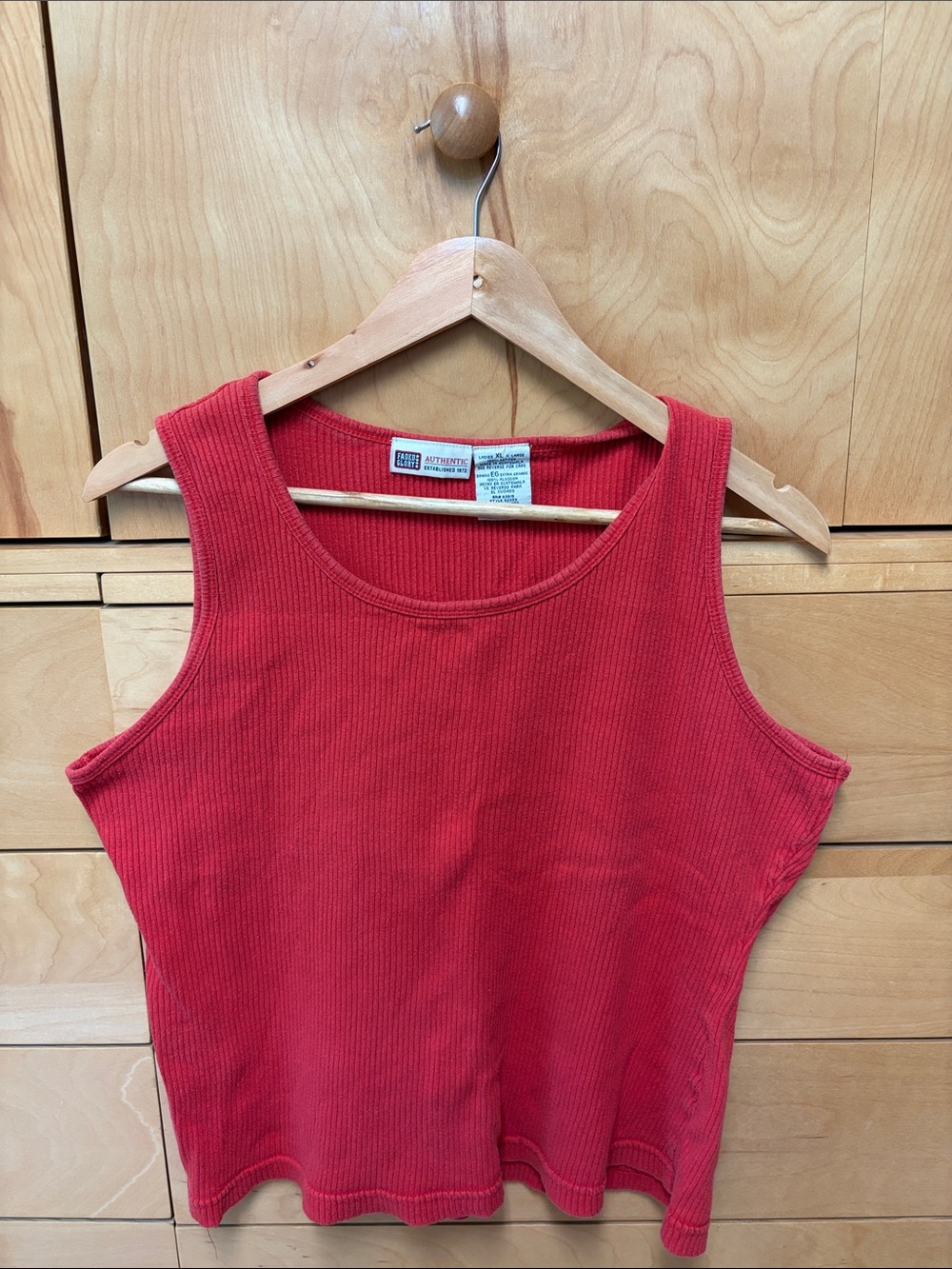 Vintage Faded Glory Red Ribbed Tank Top — Women’s Sleeveless Scoop